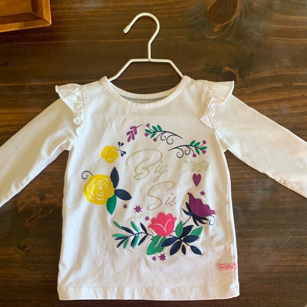 Ruffle Butts long sleeve “big sis” shirt. Worn once! 2T